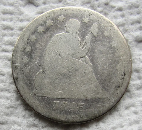 1845 Seated Liberty Silver Quarter Early Rare Date Philadelphia P Mint Cleaned Cover