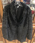 Frenchi Black Faux Fur Jacket Coat Shawl Collar Hook Fasten Small Dressy NWOT