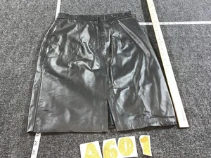 WINLIT WOMENS GENUINE LEATHER BLACK MINI SKIRT SIZE 27 WAIST - LINED - Picture 1 of 5