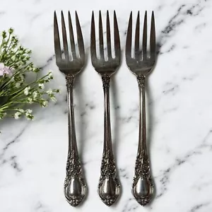 Tre forchette da insalata in argento sterling Lunt modello vittoriano americano 1941 4,1 once - Foto 1 di 10