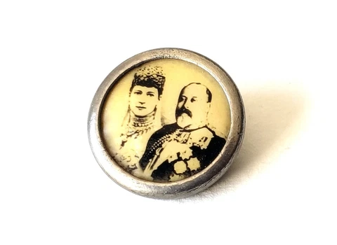 Antique Lithograph Glove Button King Edward & Queen Alexandra Rare Historical Cover