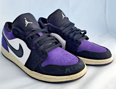 Nike Air Jordan 1 Low Court roxo preto branco masculino tamanho 10 553558-125 retrô - Imagem 1 de 4