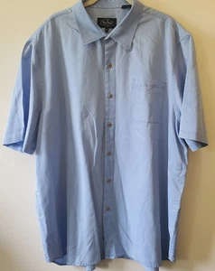 Camisa Nat Nast Para Hombres XL Abotonada Azul Zorro 70/30 Seda Algodón Informal Manga Corta - Imagen 1 de 12