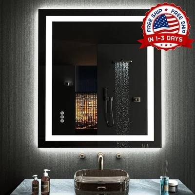 Espejo de baño LED de 20"x28" con luces,antivaho,regulable, retroiluminación RGB - Image 1 of 4