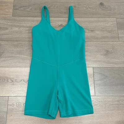 LULULEMON Kelly Green Align Bodysuit 6" Active Yoga Workout Tank Shorts Size 10 - image 1 of 4