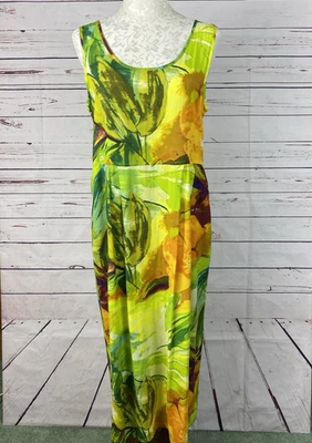 Jams World Sleeveless Maxi Dress Medium Green & Orange Alani Floral Tropical - Image 1 of 4
