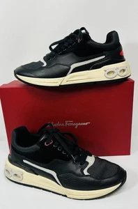 Ferragamo Cosma Sneakers basse Langur in pelle bitume e camoscio da uomo taglia 8 - Foto 1 di 15