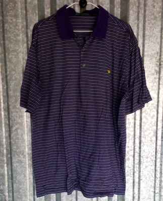 Camisa de golf Augusta National Masters para hombre XL púrpura verde rayas algodón Pima Foto 1 de 4