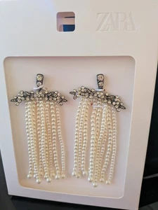 Pendientes ZARA Para Mujer Estrás Imitación Perla Cascada Araña Glamour - Imagen 1 de 8