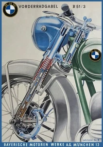 Impresión de póster vintage alemán BMW Motorbike R 51/3 - Imagen 1 de 1