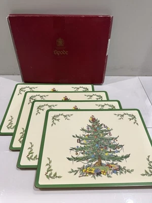Spode Christmas Tree Pimpernel Hard Cork Back Placemats 16 x 12 Set Of 4 New - Image 1 of 4