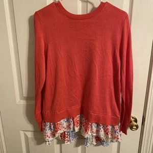 Tunic Ruffle Print Longsleeve Orange By Maurice Sz S - Picture 1 of 2