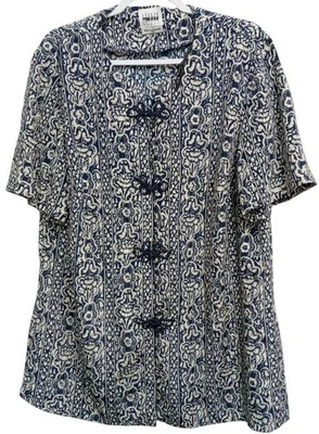 Top para mujer Leslie Fay azul blanco talla 18W poliéster estampado floral Foto 1 de 4