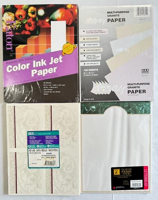 Résumé Paper Ivory ~ White 8 1/2" x 11" 24 Lb 25% Cotton Note Cards LOT of 4 - Image 1 of 4