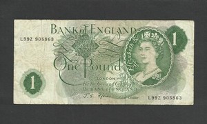 FFORDE  £1   L99Z   LAST PREFIX   B301   BANK OF ENGLAND