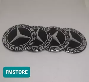 4 Pezzi Coprimozzo Adesivo Mercedes Tappo Cerchi In Lega 56mm - Picture 1 of 4