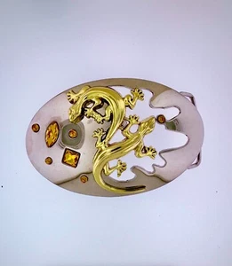 Golden Gecko Classic Belt Buckle | American Western Silver Vintage Buckle - Picture 1 of 2