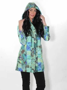 -50% Softshell Mantel Jacke Kapuze Dolcezza S Zipper Kunstdruck grün bunt - Bild 1 von 6