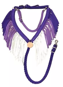 Cuello de pecho con flecos de caballo color púrpura ombre con correa marchita - Imagen 1 de 6