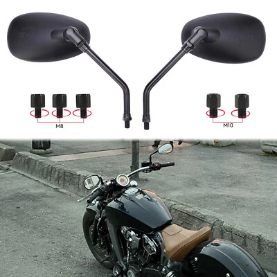 Espejos retrovisores laterales ovalados para motocicleta de 8 mm y 10 mm para Indian Scout 60 Chieftain Bobber Foto 1 de 4
