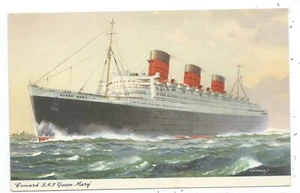 VERSAND - Cunard R.M.S. QUEEN MARY Künstler signiert C.E. TURNER Postkarte   - Bild 1 von 1