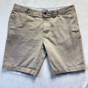 Pantalones Cortos Chinos Lacoste Calce Regular Informales Caqui Beige Para Hombre Talla 36 - Imagen 1 de 11