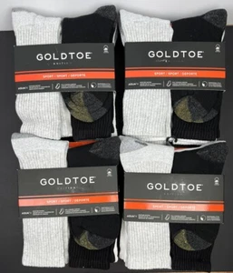Gold Toe Sport Men's 6-Pair Casual Crew Socks Assorted Black/Gray/White 4 Packs - Picture 1 of 4