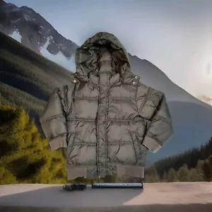 Girls Winter Coat Full Zip Jacket with Hood Grey Size Small 5 6 Gymboree - Picture 1 of 8