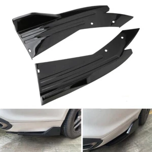 2x Gloss Black Car Bumper Spoiler Rear Lip Splitter Diffuser Aprons Canards Wing - Picture 1 of 8