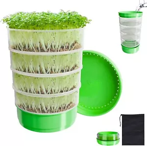 4-Tier Seed Sprouting Kit, Stackable Microgreens Growing Tray with Drain Trays - Picture 1 of 6