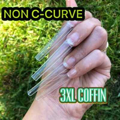 XXL, XXXL No C Curve Coffin, Square, Stiletto Acrylic Nail Tips Fast Shipping - Image 1 of 4