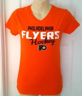 Philadelphia Flyers Girls T Shirt Size XS 4/5 Orange Block Logo Tee NHL New - Image 1 of 4
