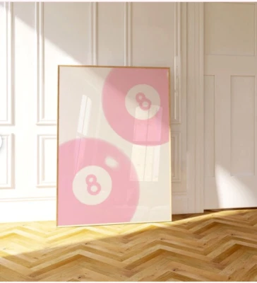 Дискотека розовый бант печать 8 мяч искусства печати кокетка цифровой печати ретро стены искусства диско - Изображение 1 из 4