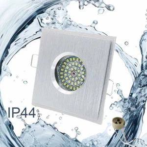 LED Einbaustrahler 230V Bad Einbauspots Deckenspots IP44 Quadrat Alu GU10 - Bild 1 von 22