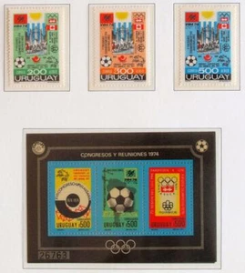 URUGUAY 1974 OLYMPICS, Cpl XF MNH** Sheet + Set, Soccer, Sports, Stamps UPU - Picture 1 of 1