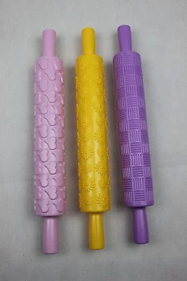 Rolling Pins Embossed X 3 Squares Daisy Hearts Cake Decorating Fondant Pastry S2 - Image 1 of 4