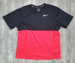 Nike Dri-Fit Shirt Mens Size XXL Black Red Logo Short Sleeve Cotton Blend Active - Picture 1 of 5
