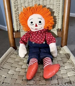 Vintage Raggedy Ann große Puppe handgefertigt genäht Merkmale Gesicht rot Top Jeans 21" - Bild 1 von 7