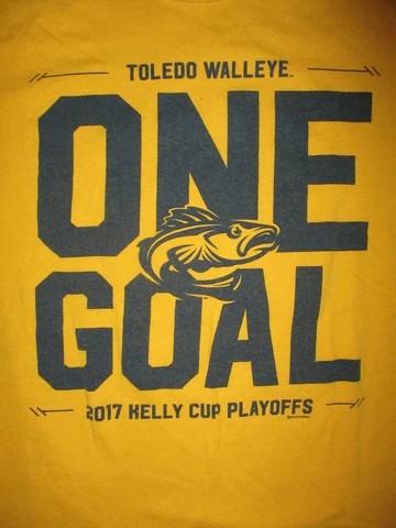 TOLEDO WALLEYE T SHIRT Minor League Hockey ECHL One Goal Gold Yellow Adult SMALL Cover