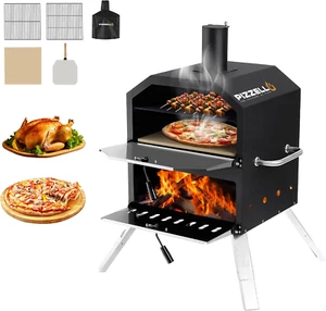 Forno per Pizza Da Esterno 40,6 Cm, Grande Forno a Legna a 2 Strati Con Pietra p - Foto 1 di 12