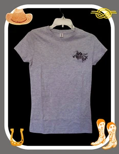 NUEVO XS S 32 Gris busto Junior y Mujeres RODEO ROPER Bordado Camiseta Pulóver TOP - Imagen 1 de 9