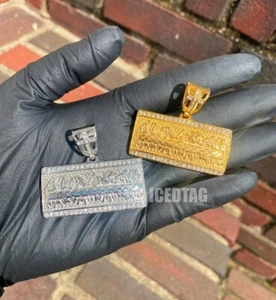 Ciondolo Ultima Cena Piastra Oro 18k Acciaio Inox Ghiacciato Zirconi Cubici - Foto 1 di 6