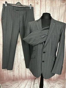 Carnaby Classics Gibson Mens Pinstripe Grey Blue Wool Suit 42” Jacket W36 - Picture 1 of 22