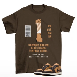 Sneaker Label Shirt Brown to Match Jordan 1 Low Flax Baroque Brown HQ3603-201 - Picture 1 of 2