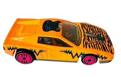 1986 Hot Wheels Revealers Ferrari Testarossa Orange W Pink Rims GUITAR 1/64 Rare - Image 1 of 4