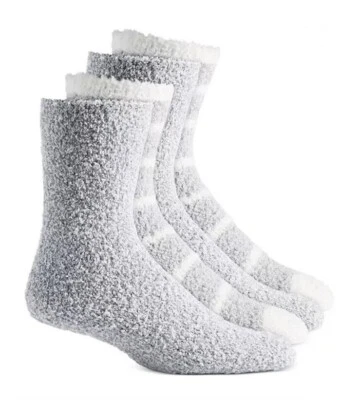 Calcetines Fuzzy Butter para mujer 2 pares grises a rayas grises lisos CHARTER CLUB $20 - NUEVOS CON ETIQUETAS Foto 1 de 2