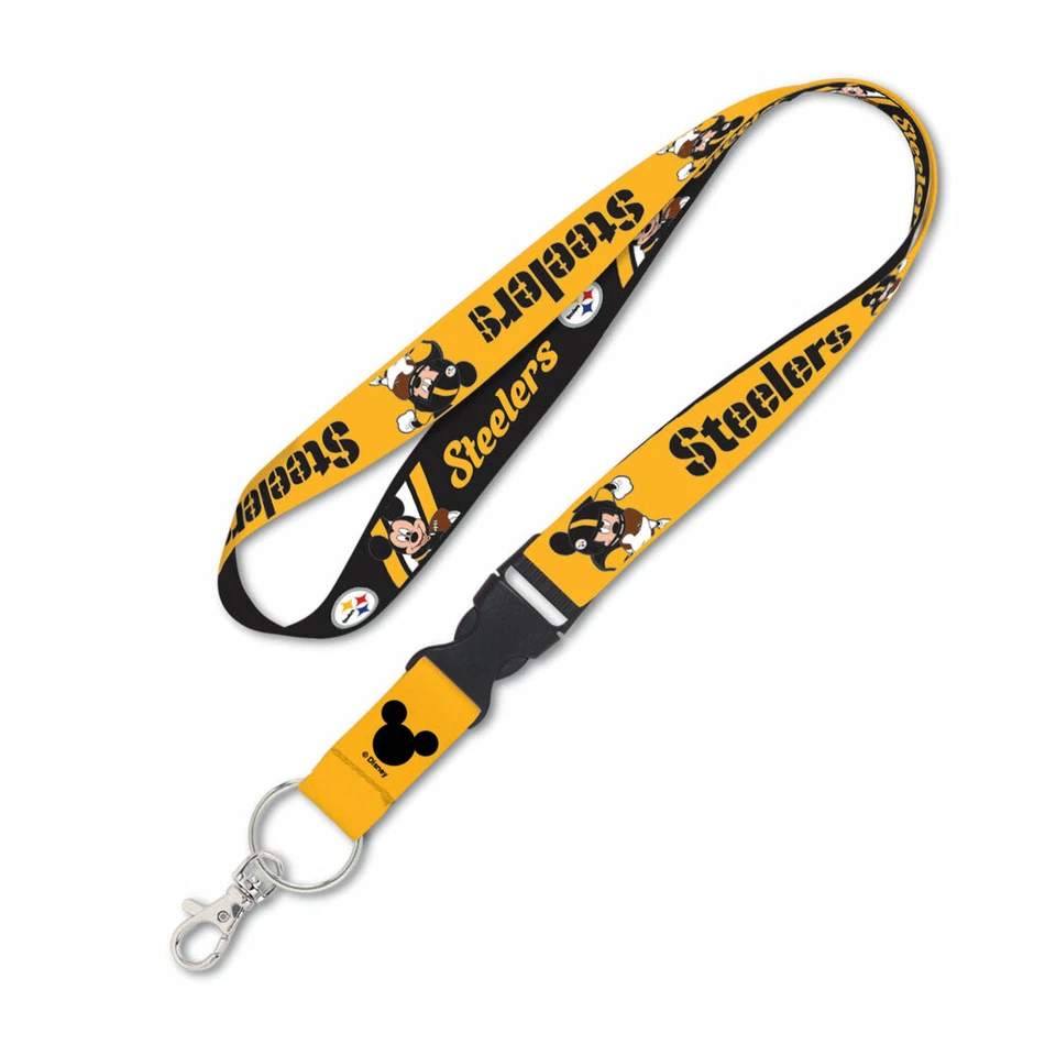 PITTSBURGH STEELERS MICKEY MOUSE LLAVERO CON HEBILLA DESMONTABLE 1" W 22" L Foto 1 de 1