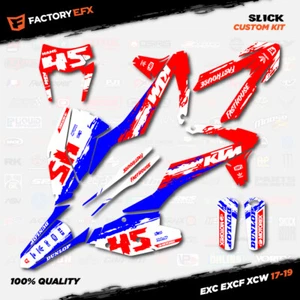 Red White & Blue Slick Racing Graphic Kit fit KTM 17-19 EXC EXCF XCW 200 250 300 - Picture 1 of 5