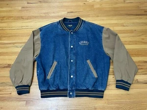 Vintage Y2K Dunbrooke Distinctive Images Varsity Bomberjacke Herren XL Blau Denim - Bild 1 von 11