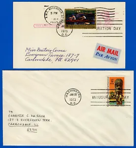 US 1973 DC Inaguration Day Cancels Lot of 2 Covers Used (Carbondale IL) (b) - Picture 1 of 2